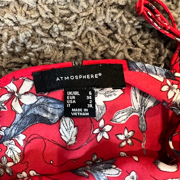 Atmosphere Red Floral Bird Print Tank Top - Picture 3 of 3